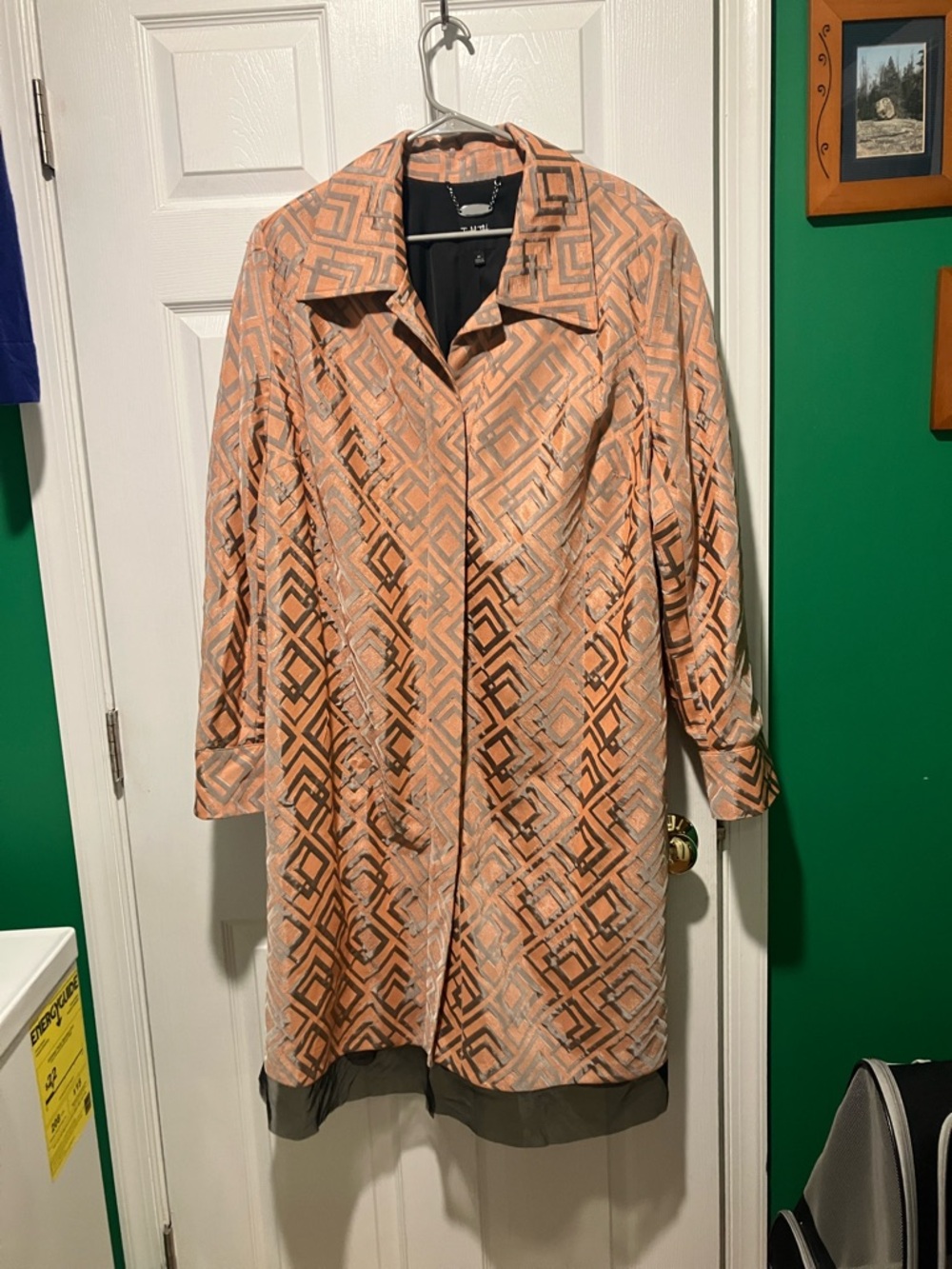 Isabel Toledo lane Bryant 26 long spring coat peach silver quiet luxury 3xl